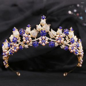 Hårklipp diezi elegant rosblomma kristall tiara krona bröllop party smycken brud brud lyx mode tillbehör