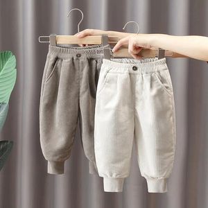 Trousers Boys Sports Style Casual Fleece Trousers Children Autumn Winter Thickened Fashion Outer Wearing Trousers Baby Corduroy Trousers 231113