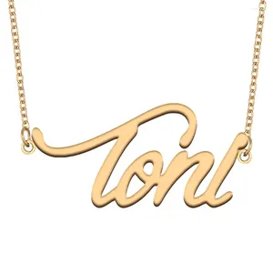 Pendant Necklaces Toni Name Necklace For Women Stainless Steel Jewelry With Gold Plated Nameplate Femme Mother Girlfriend Gift