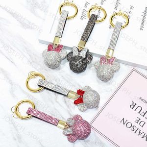 Key Rings Diamond-inlaid cartoon pendant claw chain Michimini key bag pendant cute Korean car key chain small gift keyring car keychain J230413