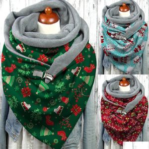 Lenços moda xale inverno botão de impressão de natal macio envoltório casual xales quentes 231027 acessórios de entrega de gota chapéus luvas dhsmq