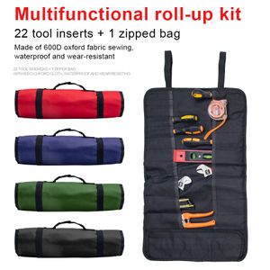 Multifunction Roller Tool Bags Oxford Canvas Practical Handles Bags Chisel Electrician Carrying Toolkit Instrument Package Case