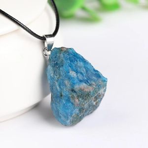 Pendant Necklaces Blue Apatite Raw Necklace Natural Stone Quartz Crystal Healing Reiki Gemstone Jewelry For Men