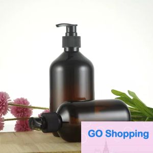 wholesale 10 OZ 16 OZ Amber Plastic Bottles with Lotion Pumps for Organize Soap Shampoo BPA Free 300ml 500ml Simple