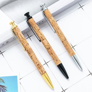 Refillable Ballpoint Pen Wooden Grip Metal Clip Black Ink Write Smoothly For Women Men Business Signing