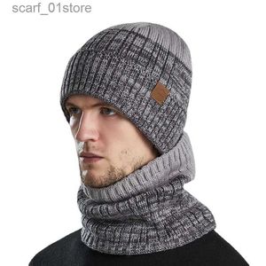 Chapéus cachecóis conjuntos chapéu de inverno para homens pulr chapéu cachecol conjuntos de veludo de pelúcia forrado de lã feminino grosso quente gorro chapéu balaclav chapéu de malha cs masculinol231113