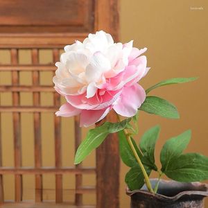 Decorative Flowers Flower Head 15cm Artificial Peonies High Quality Hand Feel Fake Bouquets For Home Living Room Table Wedding Decoration