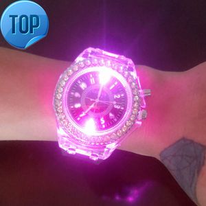 Japanese Quartz Movement Luxury Mens Led Watches Transparent Luminous Sports Watch Geneva Silicone Digital Watch For Women