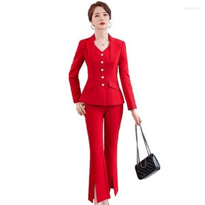 Damen Zweiteilige Hose Hohe Qualität Weiß Rot Schwarz Blazer Jacke Und Hose Anzughose 2023 Frühling Damen Büro Damen Arbeitskleidung Formal 2