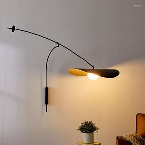 Lâmpada de parede led nórdico preto braço longo luzes ajustáveis ​​lâmpadas de designer industrial para quarto decoração da sala de estar