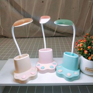 Night Lights USB Rechargeable Led Desk Lamp Cute Cartoon Foldable Eye-Protection Bedroom Bedside Reading Light Portable Pen Holder