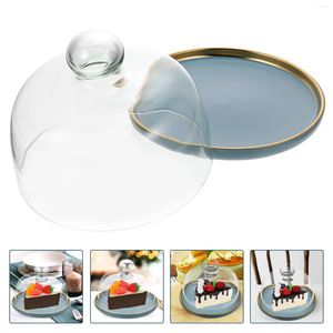 Dinnerware Sets Cake Pans Lids Plate Dome Round Serving Glass Cheese Holder Clear Stand Cover Dessert