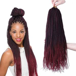 Cabelos de crochê de crochê de torção senegalesa de 18 polegadas 30strands de crochê de crochê sintéticos Sengalês Red Sengalese Twist Braids de crochê