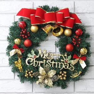 Decorative Flowers 2024 Year Christmas Garland 30cm Large Wreath For Door Window Artificial Hanging