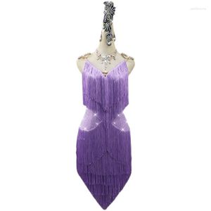 Scene Wear Latin Dance Competition Clothes Sexig Sling Tassel Dress Custom Female Adult Children's Clothing Professional