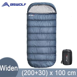 Sacos de dormir BSWolf Grande acampamento saco de dormir leve 3 temporada solto ampliar saco longo tamanho para descanso adulto caminhadas pesca 231113