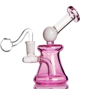 Pink Hoakhahs Glass Water Bong Destystem Perc Dymny Szkło Olejowe Palnik Na Zlewek Bong Akcesoria Wax Ashcatcher Dab Rigs z 14mmłączem
