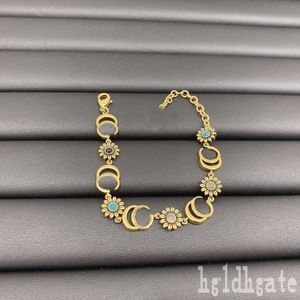 Female charm bracelet g letters flower bracelet beautiful gold plated jewlery vintage fashion designer womens luxury bracelet link chains simple ZB028 F23