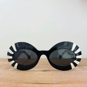 Glänzende schwarze weiße klobige runde Sonnenbrille für Männer und Frauen, Designer-Sonnenbrille, Sonnenbrille, Sonnenschutz, UV400-Brille mit Box