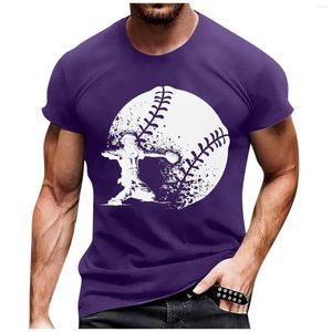 Męskie koszule letnia koszula mężczyźni krótkoczeprzewani okrągły szyi vintage baseball list z druku