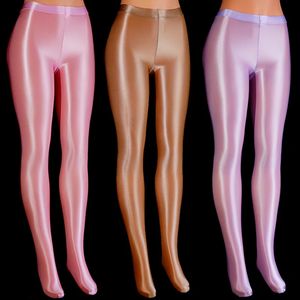 Kvinnors leggings sexiga kvinnor fitness transparenta tights glänsande sport gym satin glansiga strumpor dans träning clud party män strumpbyxor 231113