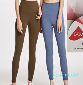 Lycra tecido treinamento abrangente calças de yoga cintura alta esportes ginásio wear leggings elástico fitness senhora calças ao ar livre