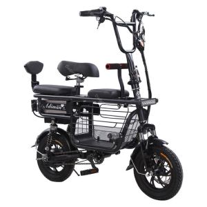 Elektrebrätze Erwachsene 2 Räder Elektrische Fahrräder 12 Zoll 48 V 350W Abnehmbarer Batterie Mini Eltern-Kind Faltbarer Elektromotter