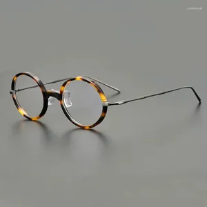 Sonnenbrillenrahmen Japanische Retro Runde Brillengestell Herren Handgefertigtes Acetat Optisches Rezept für Myopie