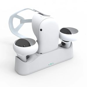 Estação de doca de carregamento de óculos 3D para Oculus Quest 2 Óculos VR Controlador de alça de fone de ouvido Conjunto de base de suporte de carregador rápido para acessórios Quest2 231113