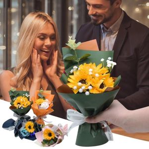 Flores decorativas buquê de girassol falso atraente pétalas mais grossas, suprimentos de cenário de casamento não comandantes para casa