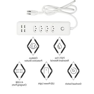 FreeShipping Steckdosenleiste, WiFi-Buchse, 4 Stecker, 4 USB, individuelle Steuerung, Arbeit mit Alexa, Google Nest, Überspannungsschutz, Aoqwk