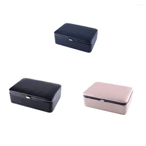 Torebki biżuterii Pu Box Mini Ring Ear Studs z pokrywką Home Travel Róż