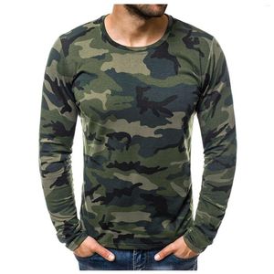 Men's T Shirts Long-sleeve Jungle Camouflage Printing Men's Long-sleeved T-shirt Pullover Imitation Cotton Materi