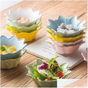 Bowls Irregar Shape Salad Bowl Creative Fruit Flowering Edge Containers Sun Ware Colorf Soup Cups Milk Container Drop Delivery Home Ga Otg0U