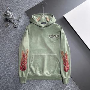 Fatos masculinos vintage lavagem paisley bordado casal hoodie moda roupas 2024 outono inverno 100 algodão na moda casual de alta qualidade 231113