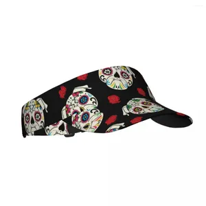 Berets Pug Sugar Skull Day Of The Dead Summer Air Sun Hat Visor UV Protection Top Empty Sports Golf Running Sunscreen Cap