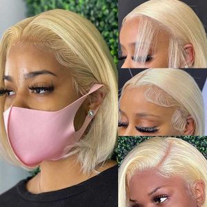 Hair Wigs 13x4 Short Bob 613 Honey Blonde Color Brazilian Straight Lace Front Human Frontal for Women 230413
