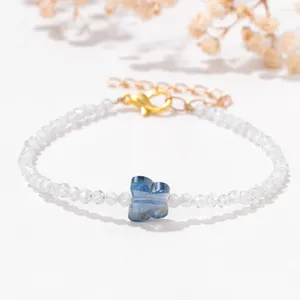 Bracciale con ciondolo a forma di cuore con farfalla di cristallo, brillanti bracciali a catena con perline sfaccettate bianche per gioielli di amicizia per donne e ragazze