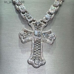 VVS Moissanit Diamant Kreuz Anhänger 925 Sterling Silber Jesus Kreuz Für Halskette Männer Frauen Edlen Schmuck Charme