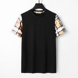 Men's famous brand T-shirt black and white beige check stripe brand print luxury 100% cotton anti-wrinkle pair street hip-hop short sleeve plus-size 3XL