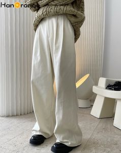 Women's Pants Capris HanOrange Floor Mopping Trousers Women Wide Leg Pants Cotton Casual Spring Autumn Simple Wide High Waist Milk White / Brown 230413