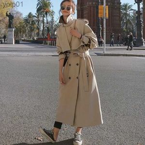 Women's Trench Coats 2023 New Spring Autumn High-grade Women Mid-length Over The Knee Relaxed Leisure Simple Comter Slim Solid Color Trench CoatL231113