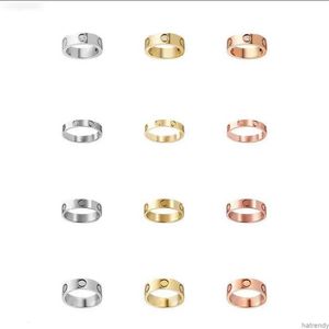 Love Rings Womens Designer Ring Par Jewelry Band Titanium Steel With Diamonds Casual Fashion Street Classic Gold Silver Rose Valfritt storlek 4/5 / 6mm Red Box I3T0
