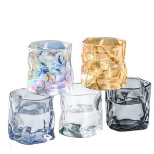 2024 Twisted Flower Whisky Glass Transarent Beer Glass Water Cup Glass Coffee Cup Origami Cup Ins Style Creative Drinkware