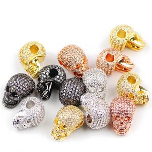 Pärlor Övriga White Zircon Skull Pendant Copper Spacer Micro Pave Crystal Loose Smyckes Making Armband Diy Accessories Other