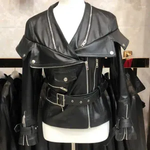 Women's Leather 2023 Arrival Genuine Jacket Women Real Sheepskin Motorcycle Biker Female Ladies Autumn Winter Coat Plus Size