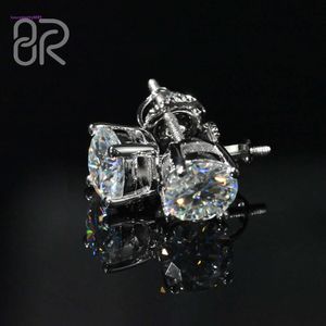 .25 0.5 1 2 4 5 Carat Moissanite Stud Iced Out Round Cut Screw Back Sier 10k 14k Gold Vvs Diamond Fine Jewelry Earring