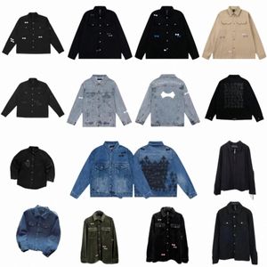 Designers Winter Mans chromes hearted Jacket Men Zipper Buttons Cardigan Twill Vegetarian Version of the Double-headed chrome heart Jackets High Street Coat