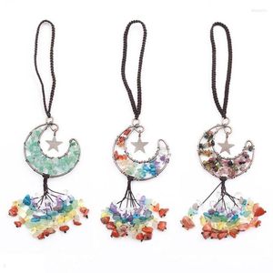 Pendant Necklaces Healing Crystal Decor Tree Of Life Moon & Star Car Hanging Accessories Wall Window Decoration 7 Chakra Tassel