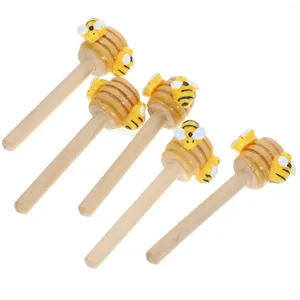 Dinnerware Sets 5 Pcs Festival Tiered Tray Decors Honey Dipper Display Stand Mini Bee Party Ornament Wood Day Desktop Decoration